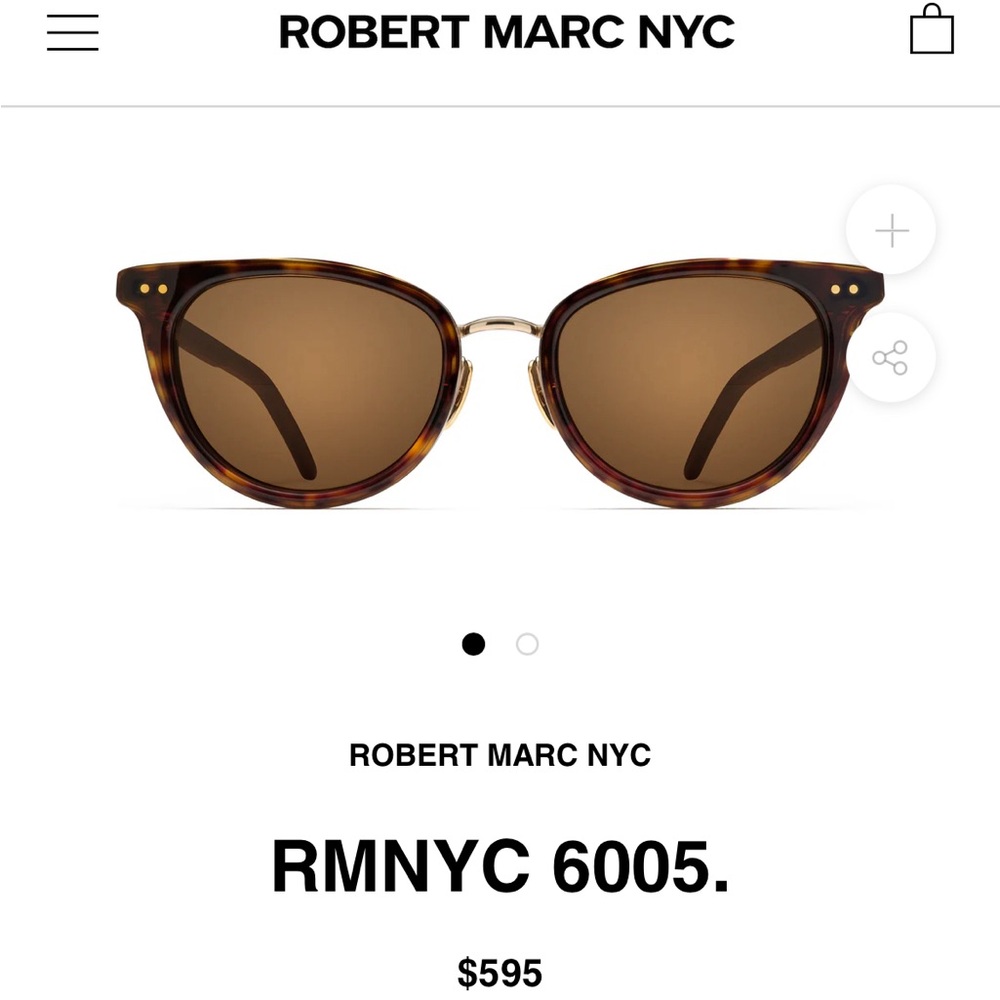 Robert Marc NYC cat eye sunglasses.  Brand new, with box and storage bag.